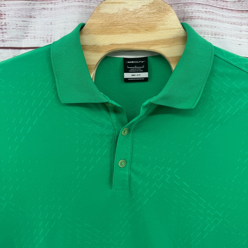 Nike Golf Dri-FIT Polo Shirt Mens Large Geometric Jacquard Short Sleeve